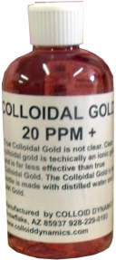 Colloidal Gold is not as well known as it's sister Colloidal Silver for use as a powerful anti-inflammatory agent, but is a higher frequency metal colloid that is often used to ease the pains and swellings of arthritis, rheumatism, bursitis, and tendonitis.